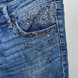 Hollister Women's Skinny Blue Jeans with Studded Details